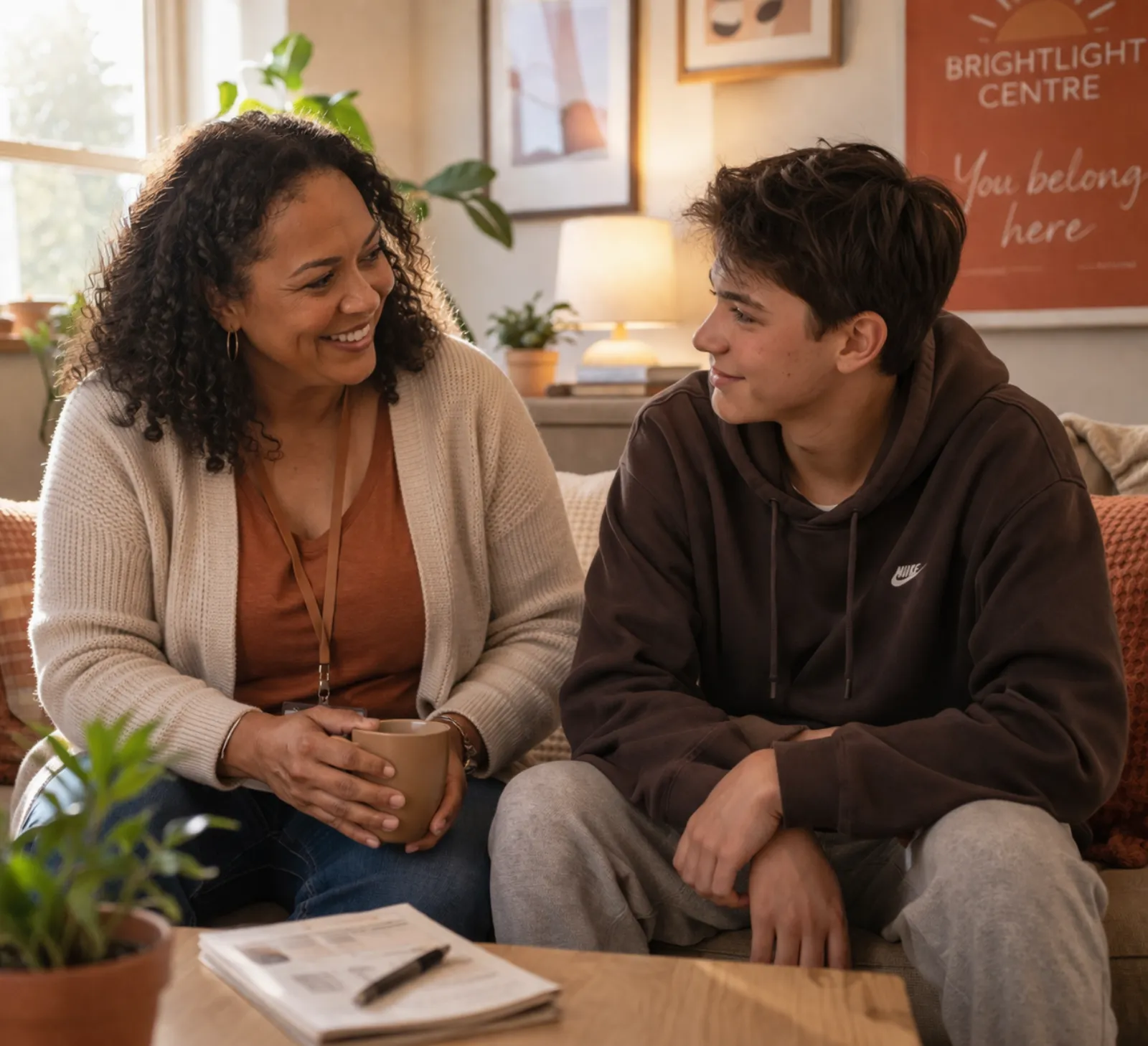 Youth receiving one-on-one support and encouragement