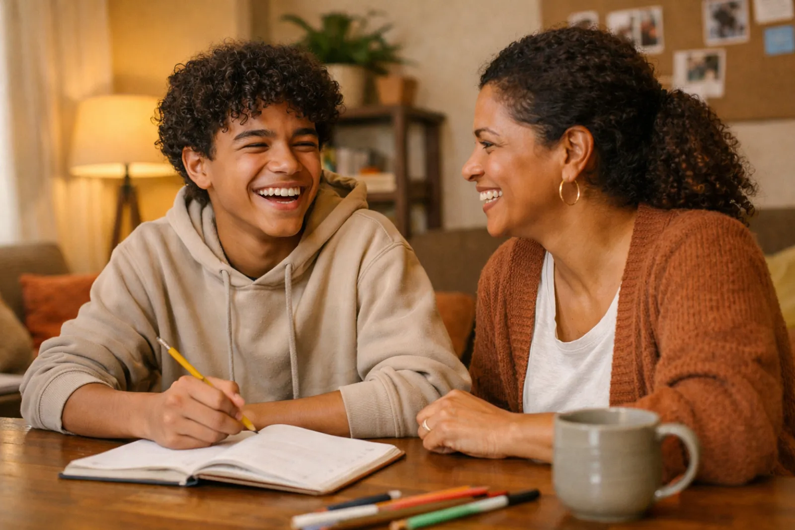 Parent or caregiver with youth in a supportive environment